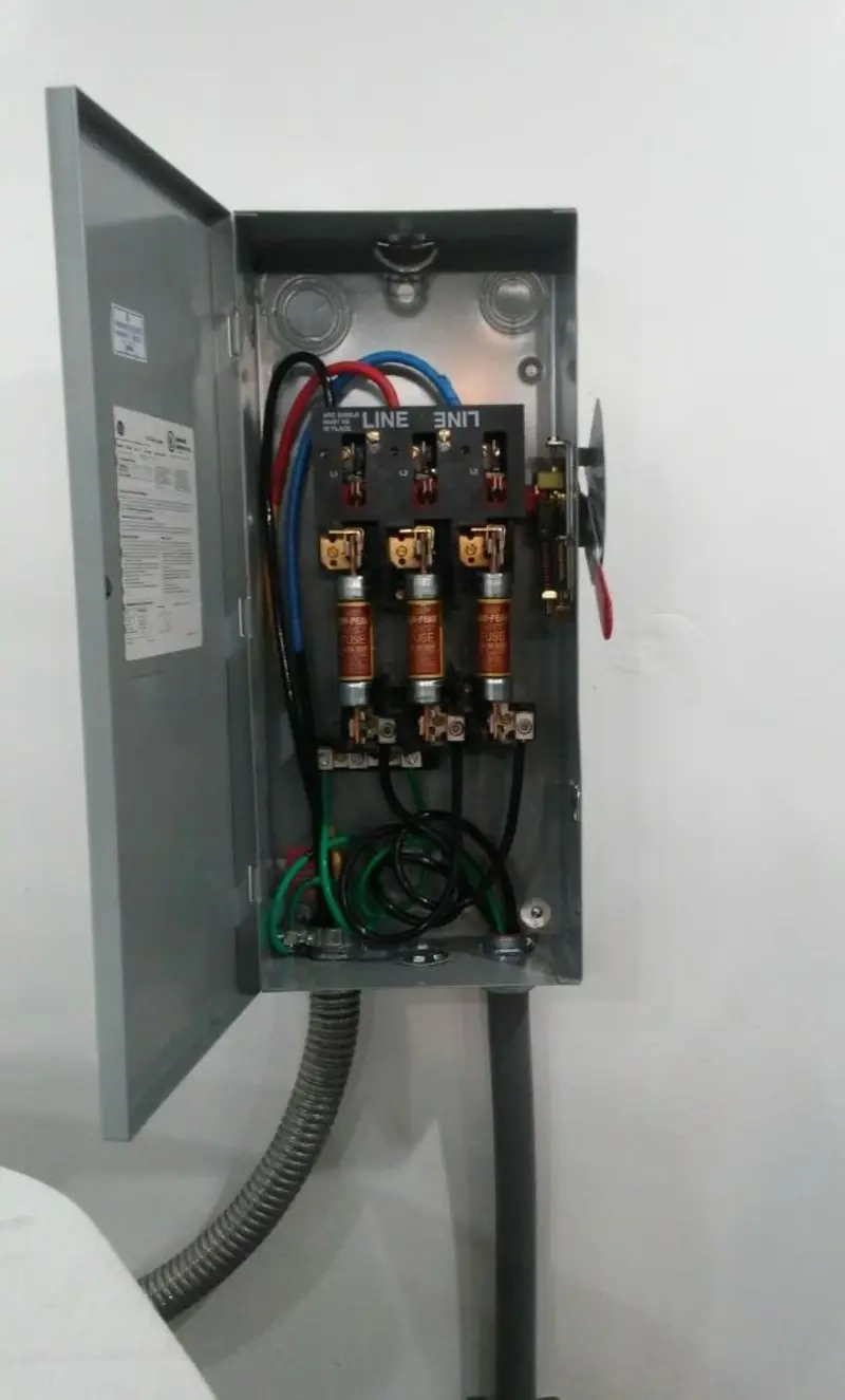 Three-phase disconnect switch installed for Electrical Wiring & Rewiring in Crawford